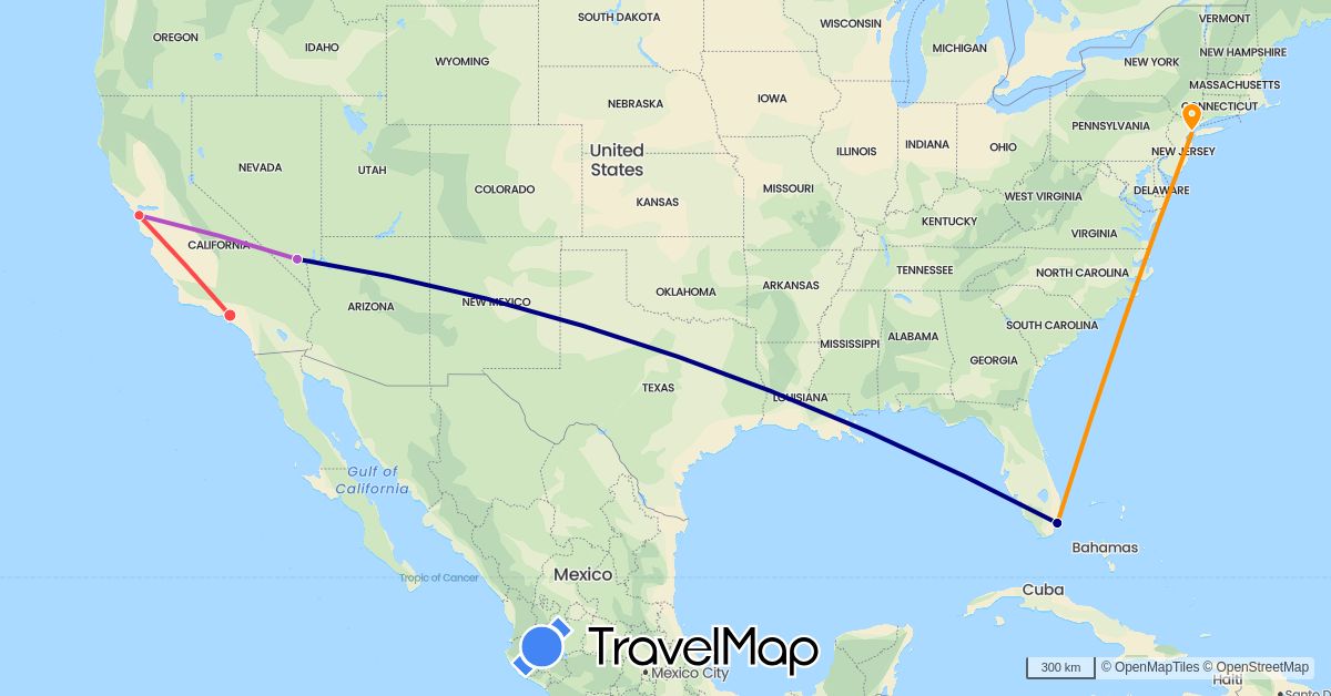 TravelMap itinerary: driving, train, hiking, hitchhiking in United States (North America)